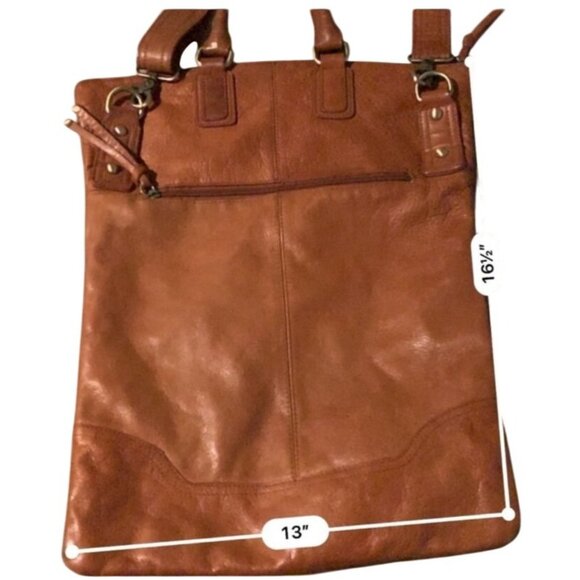 Sabina New York Genuine Leather Tan Crossbody Bag - Picture 14 of 14